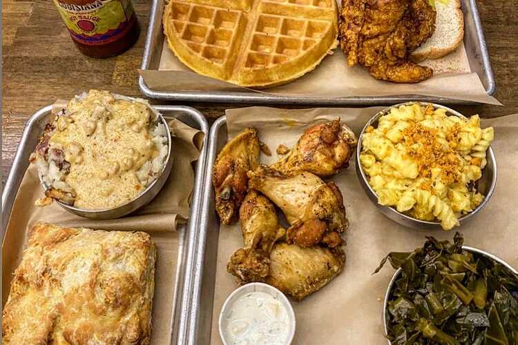 Let us gather with friends and family for some comfort food dishes such as  Jerk chicken & waffles, chicken & waffles, Jerk omelette, eggs