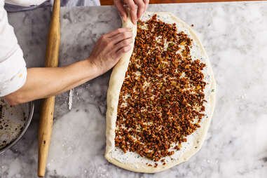 rolling andouille smoked sausage roll dough 