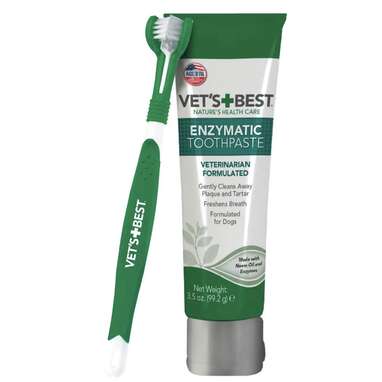 Dog toothbrush and toothpaste: Vet’s Best Enzymatic Dog Toothpaste