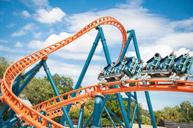people on a rollercoaster
