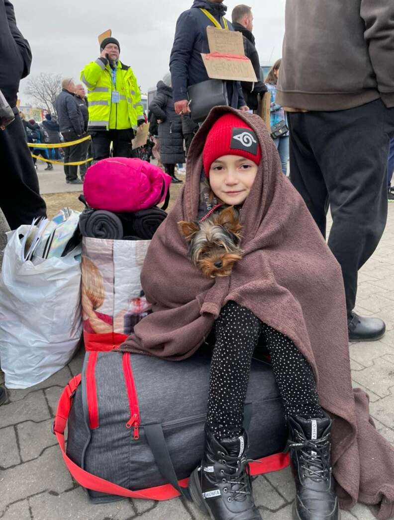 Refugees flee Ukraine with their dogs