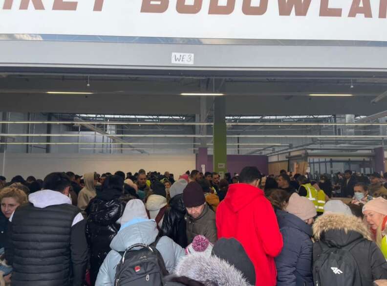 A refugee camp at the Poland-Ukraine border