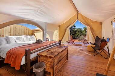 inside an upscale yurt