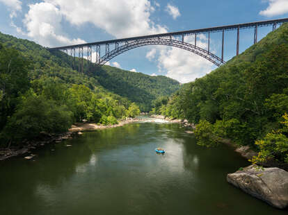 rafters beneath the new river gorge bridge