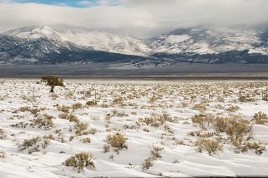 Snowdrifts on Great Basin mountains near Baker, Nevada