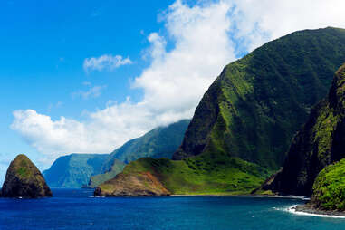 mountains along a beautiful coast