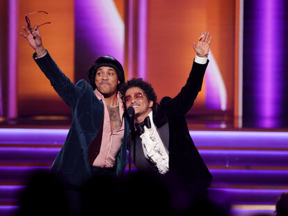 silk sonic at the grammys, anderson paak and bruno mars at the grammys