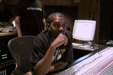 kanye west in jeen-yuhs, kanye in the studio