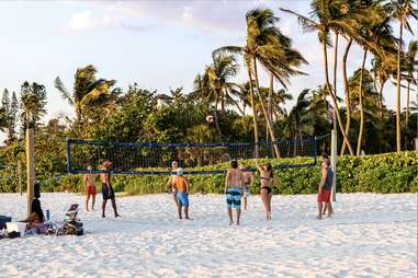 people playing beach volleyball