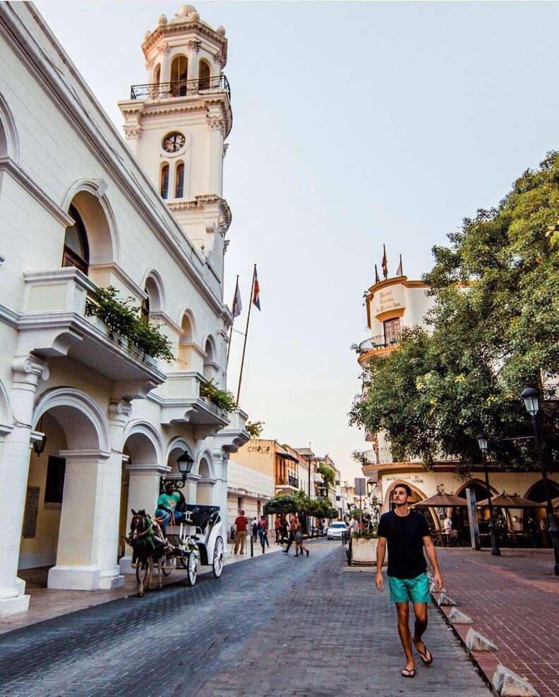 Ciudad Colonial hotel on street in Santo Domingo