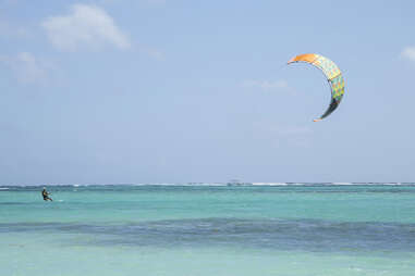 Kitesurfing above water