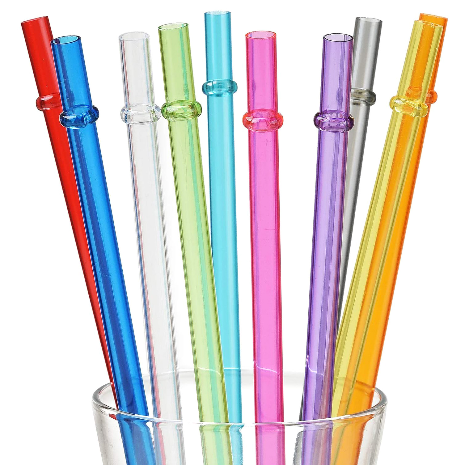25 Pieces Reusable Plastic Straws. BPA-Free, 9 Inch Long Drinking  Transparent Straws Fit for Mason Jar, Yeti Tumbler, Cleaning Brush Included  