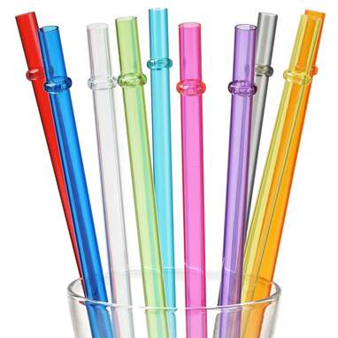 ALINK 12-Pack Reusable Black Straws 10.5 Long Hard Plastic