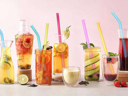 9 Or Long Rainbow Colored Clear Reusable Hard Plastic Straws For