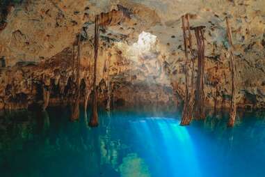 a giant natural pool in a cave