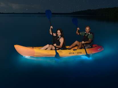 kayaking on a bioluminescent bay