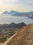 Footpath on Vulcano Island with islands in the background