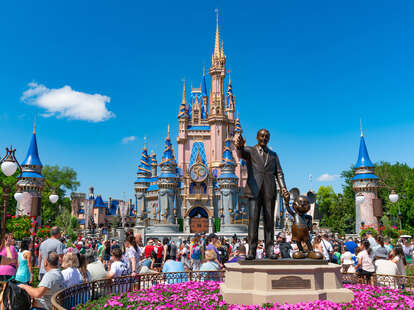 General views of the Walt Disney 'Partners' statue at Magic Kingdom, celebrating its 50th anniversary