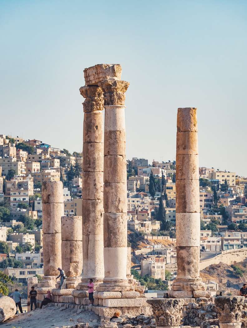 View of Temple of Hercules roman temple remains in Amman citadel