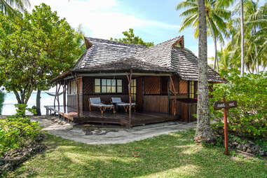 Thatched bungalow on the beach
