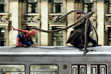 tobey maguire in spider man 2, spider man 2 train scene