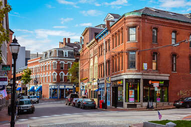 cobblestone street in a historic city