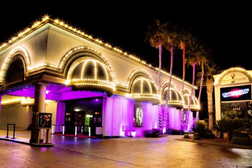 Glowing people mover and porte-cochere at Bally's, Las Vegas, Nevada