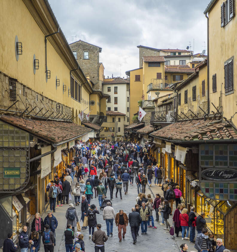 People walking on Ponte Vecchio