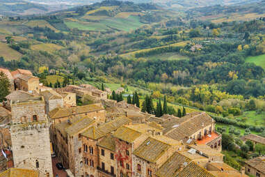 Panoramic view of the hills of the Val D'Orcia valley