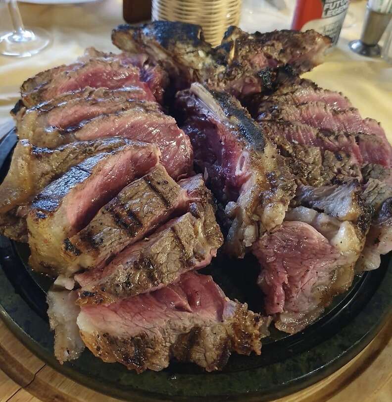 Slabs of thick and raw steak