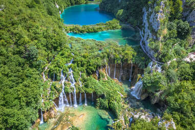 Pools of water surrounded by forest in Croatia