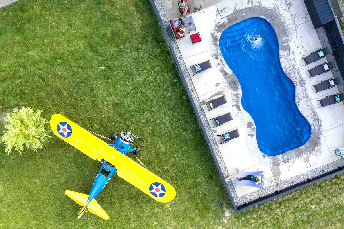 Loft-style home above an airplane hangar
