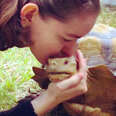 woman kissing tortoise on the head