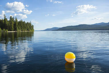 beach ball floating on priest lake, idaho