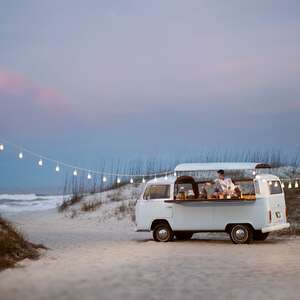 VW van on the beach