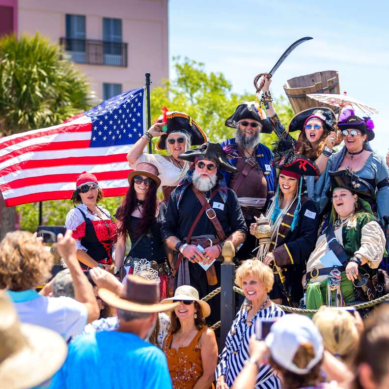 A group of people dressed at pirates