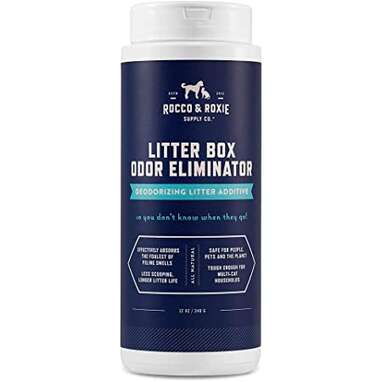 A deodorizer that actually eliminates smells: Rocco & Roxie Litter Box Odor Eliminator