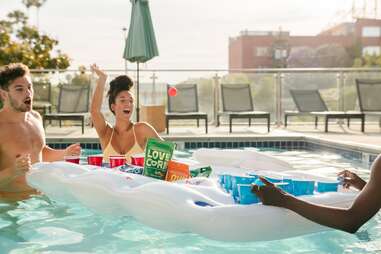 beer pong in the pool