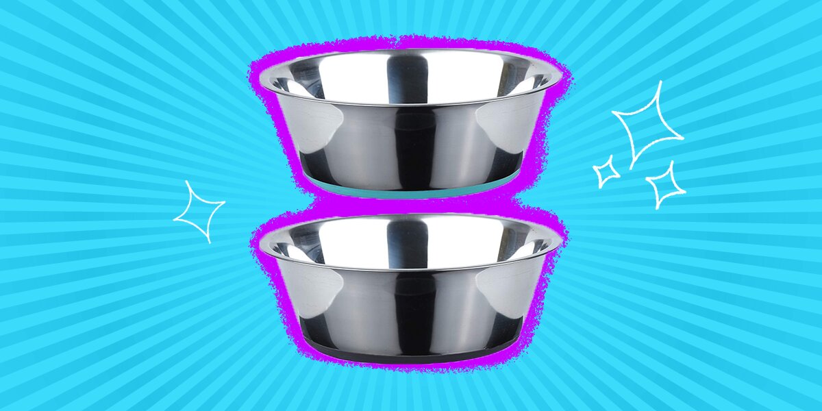 Stainless Steel Slow Feed Dog Bowl - 4 Cup Extra Large Pet Slow