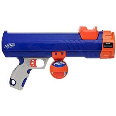 A ball launcher that will keep your pup running: Nerf Dog Tennis Ball Blaster