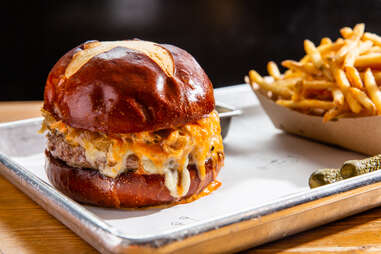 pretzel bun burger