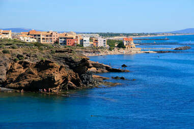 buildings line the coast