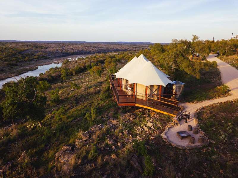This Texas Glamping Site Offers Air Conditioned Tents Overlooking a