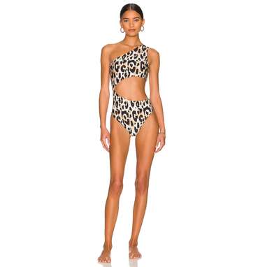 BEACH RIOT Celine One Piece in Spotted Leopard