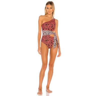 BEACH RIOT Rae One Piece in Baby Pink & Love Red