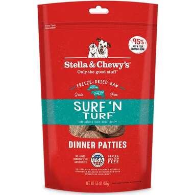 Best freeze-dried dog food patties: Stella & Chewy's Surf 'N Turf Dinner Patties Freeze-Dried Raw Dog Food