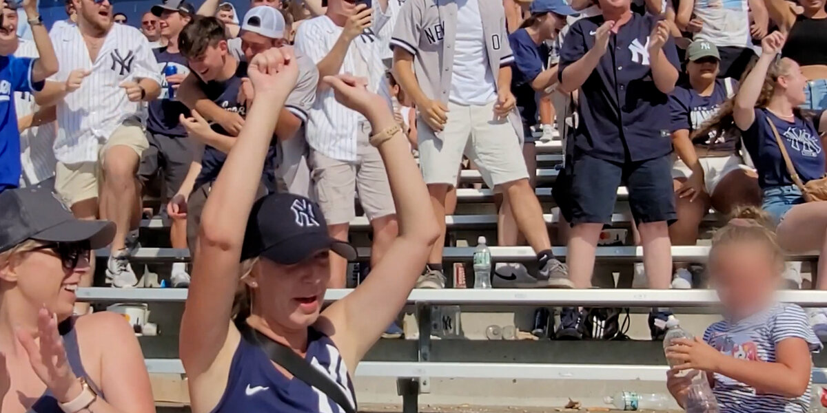 NowThis on X: Let's go! Fans at Yankee Stadium erupted in cheers as this  little girl landed a bottle flip in the bleachers ⚾️   / X