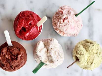 Automatic Machinery Produces Italian GELATO Ice Cream, Full Process.  Italian Street Food Fair 