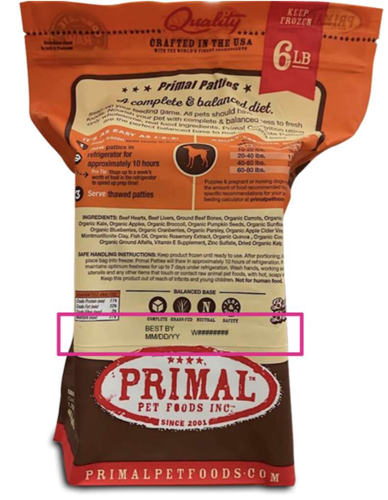 Primal pet outlet food patties