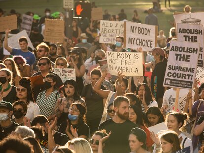 Protestors rally against the Supreme Court’s overturning of Roe v Wade